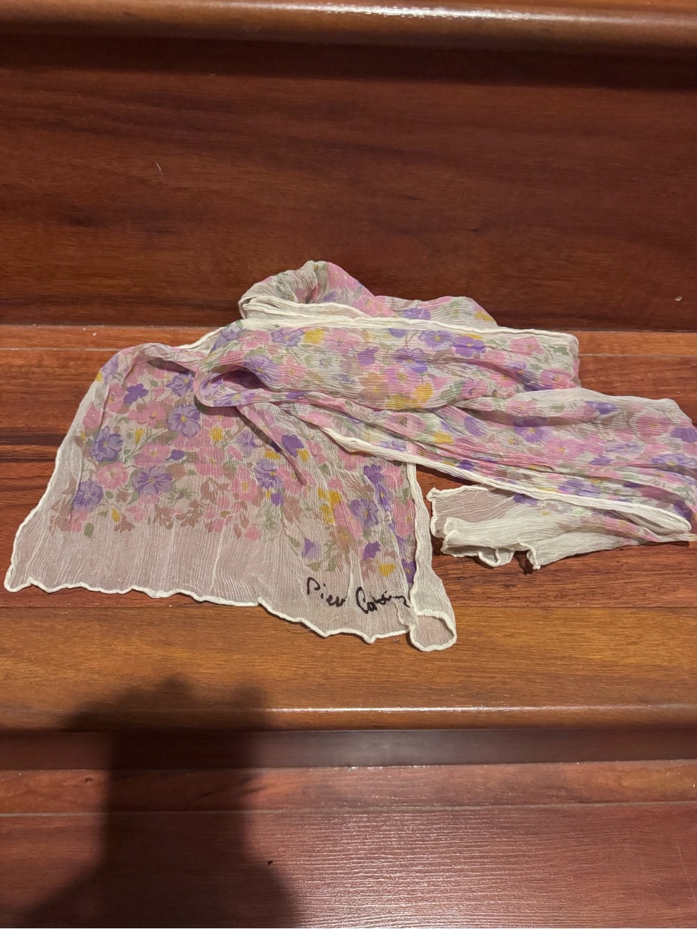 Pierre Cardin Sheer Floral Scarf - Pink, Purple & Yellow